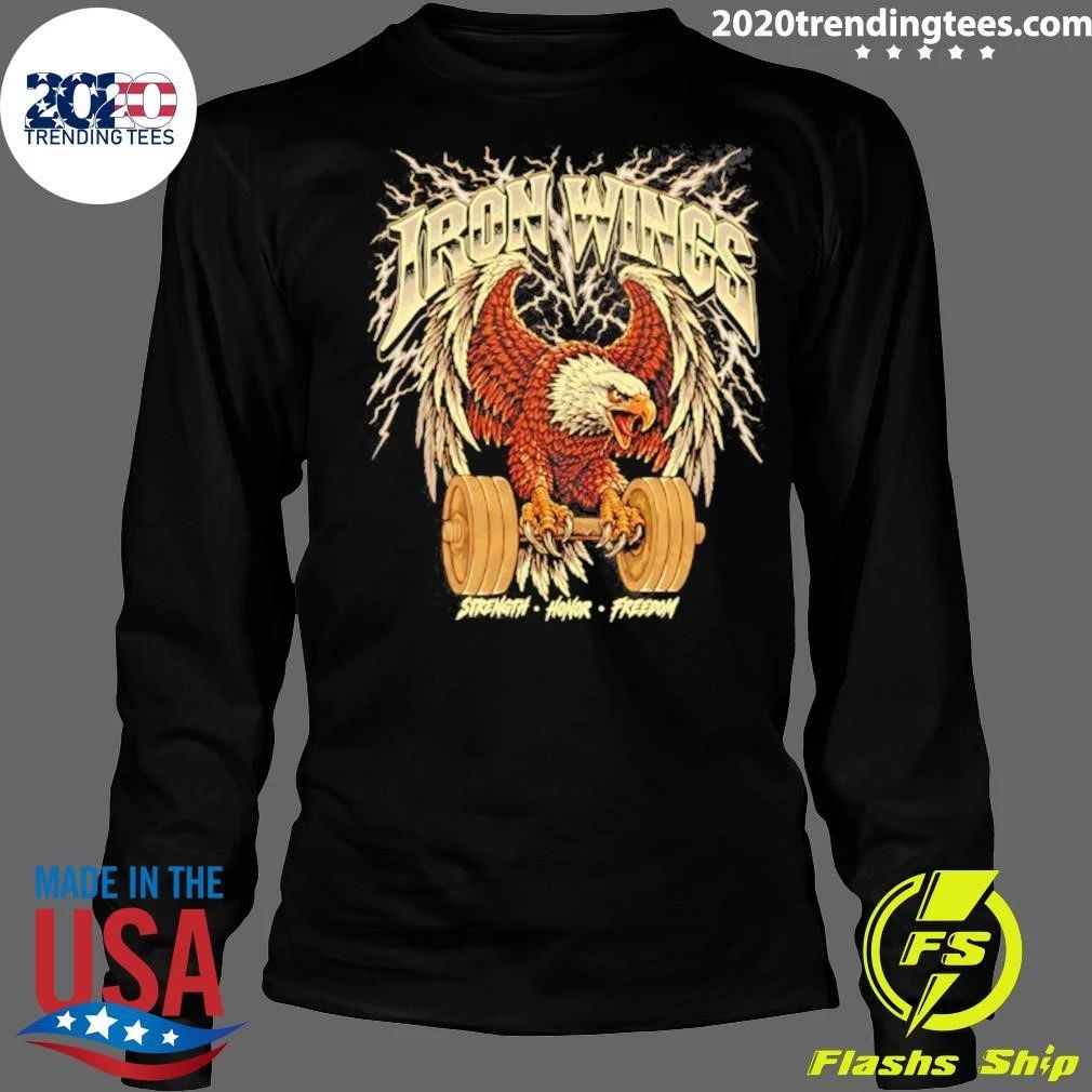 Iron Wings Strength Honor Freedom Eagle Weightlifting Shirt
