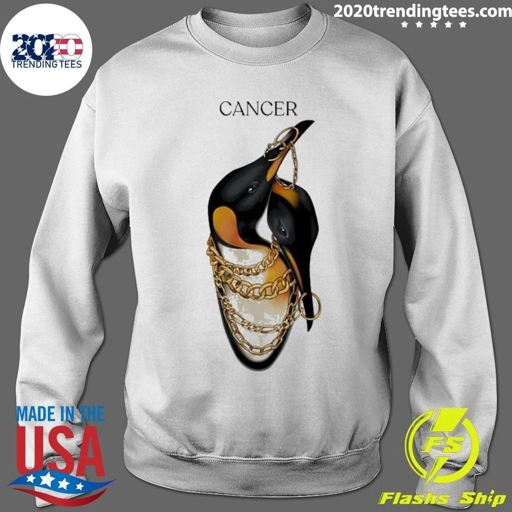 Cancer Zodiac Penguin with Gold Chains Shirt