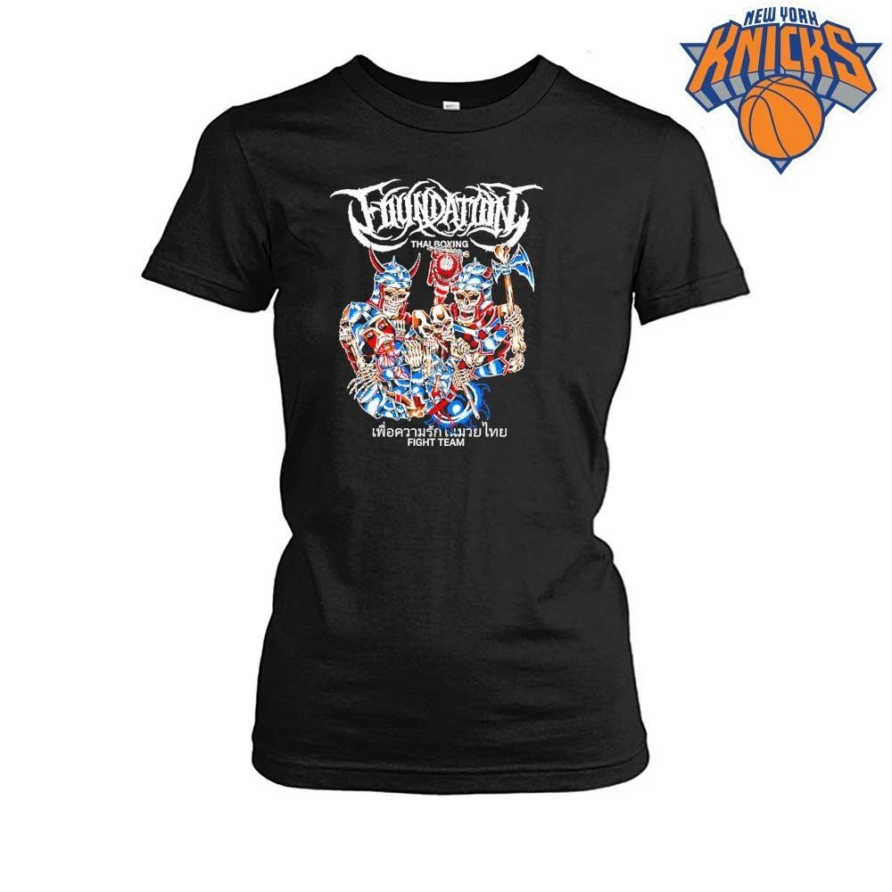 Foundation Thai Boxing Fight Team Skeleton Skull Hardcore Metal Band Shirt