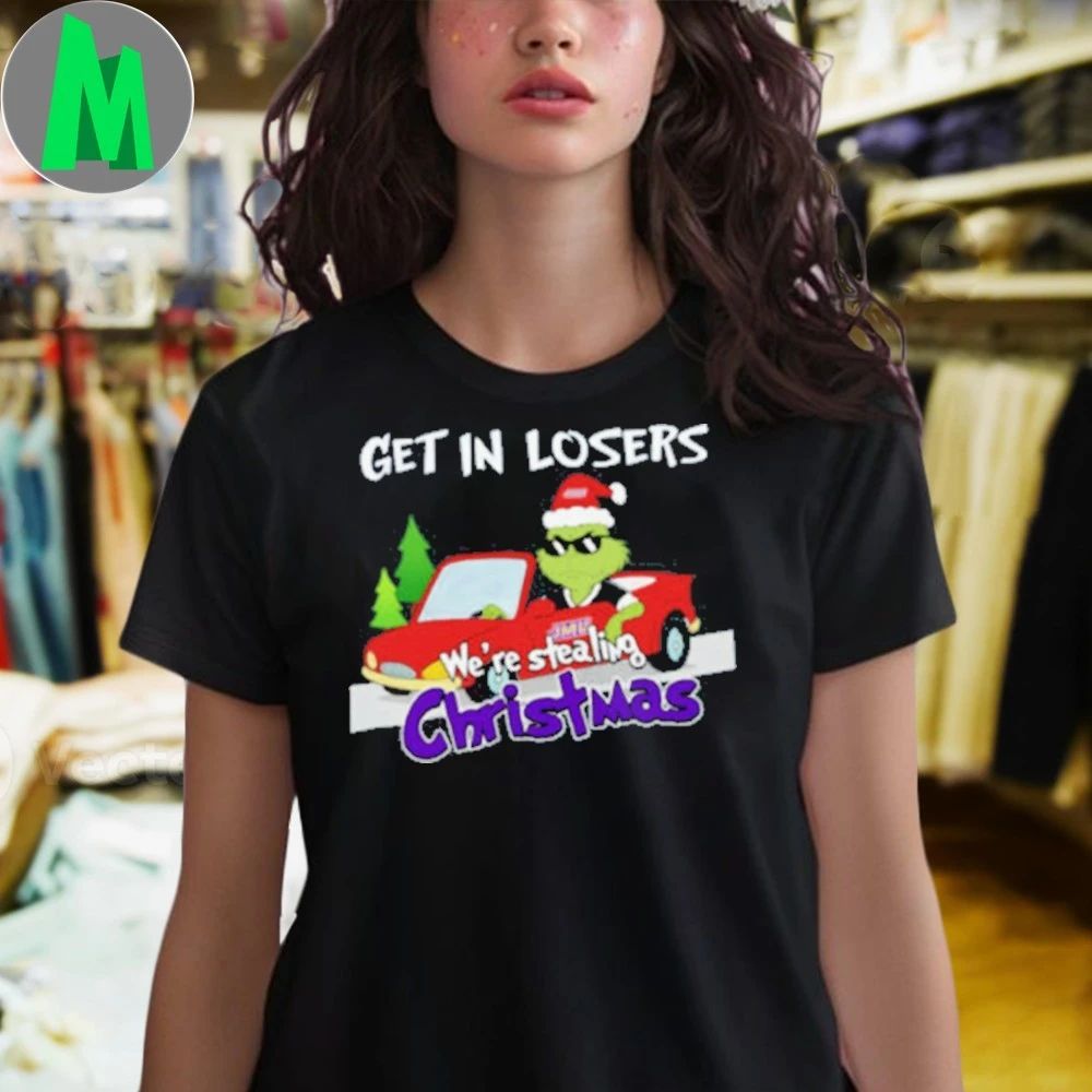 James Madison Dukes Grinch Christmas Get In Losers We’re Stealing Christmas Holiday Logo Shirt