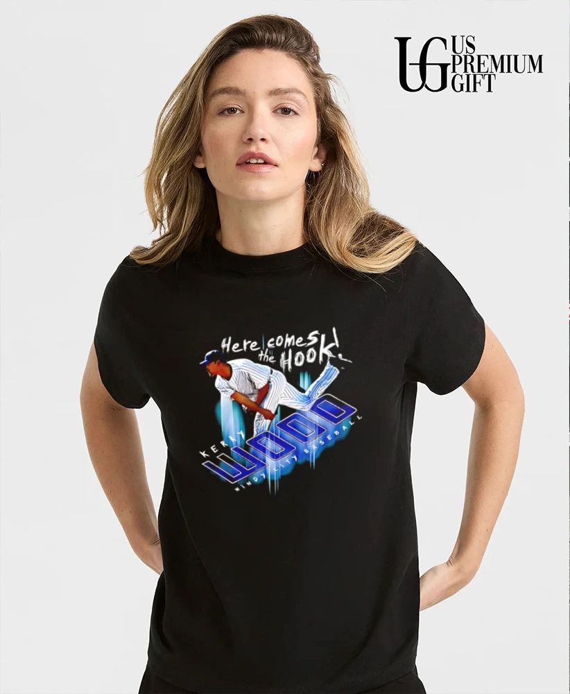 Here Comes The Hook Windy City Baseball Kerry Wood Pitcher Throwing Ball shirt
