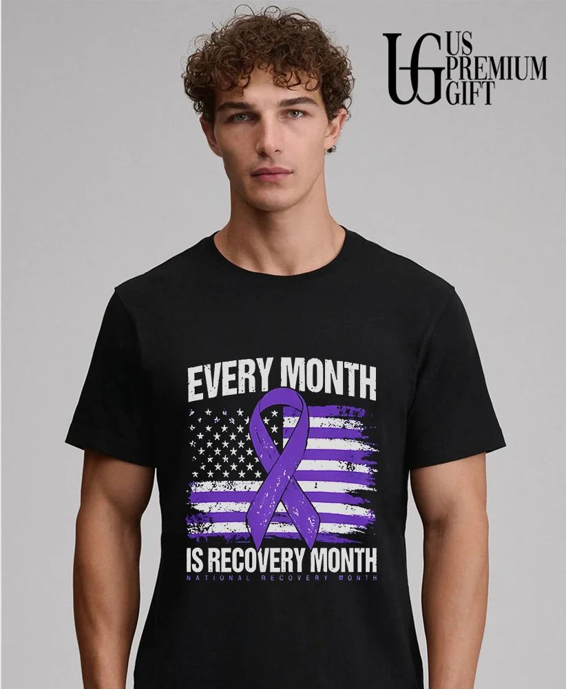 Every Month Is Recovery Month Distressed American flag shirt