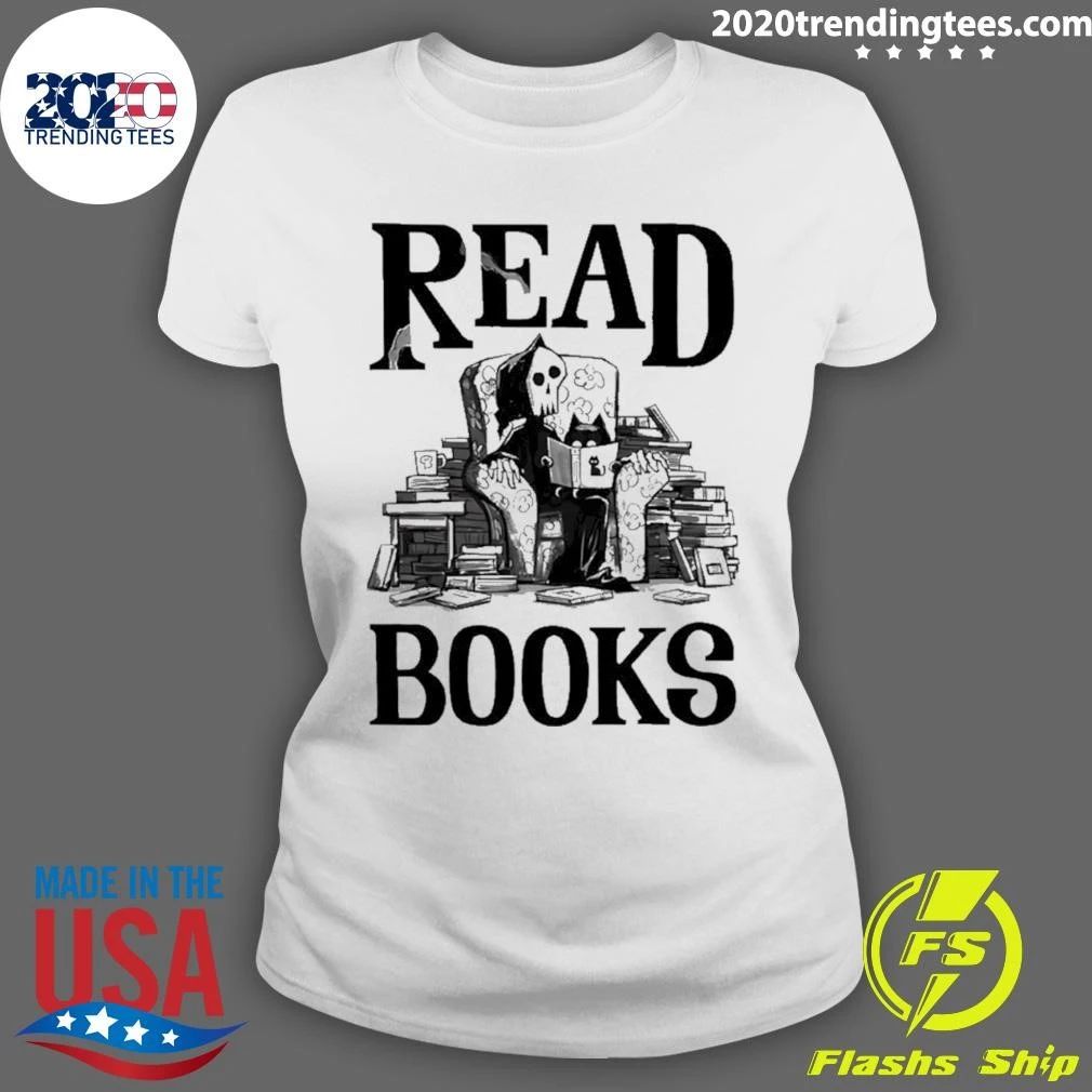 Read Books The Skeleton And The Cat Halloween Shirt