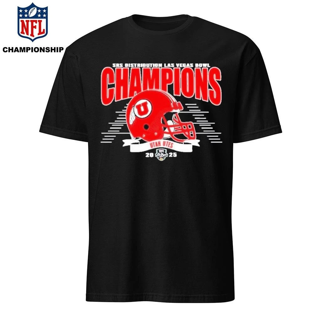 Utah Utes 2025 SRS Distribution Las Vegas Bowl Champions Helmet Shirt