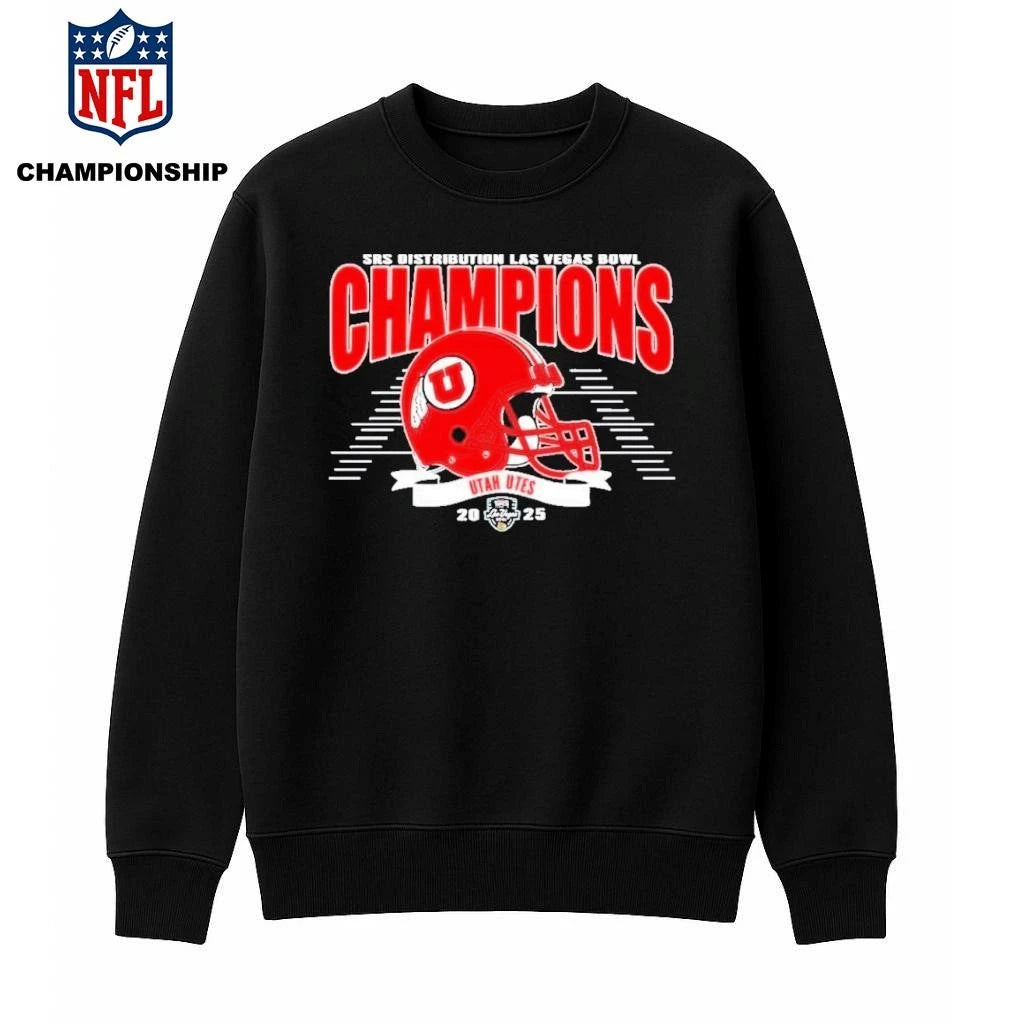 Utah Utes 2025 SRS Distribution Las Vegas Bowl Champions Helmet Shirt