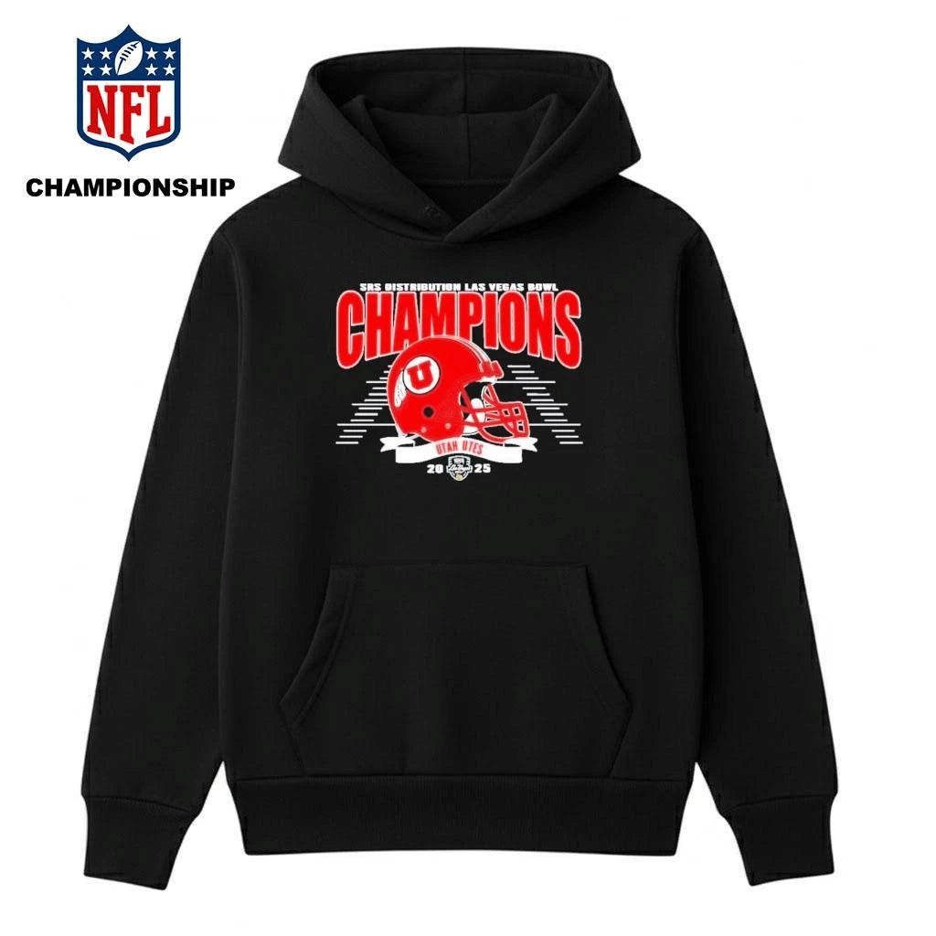 Utah Utes 2025 SRS Distribution Las Vegas Bowl Champions Helmet Shirt