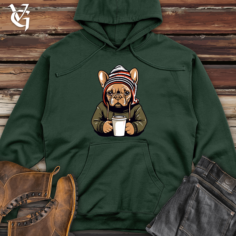 Vintage Coffee Lover Frenchie Midweight Hooded Sweatshirt