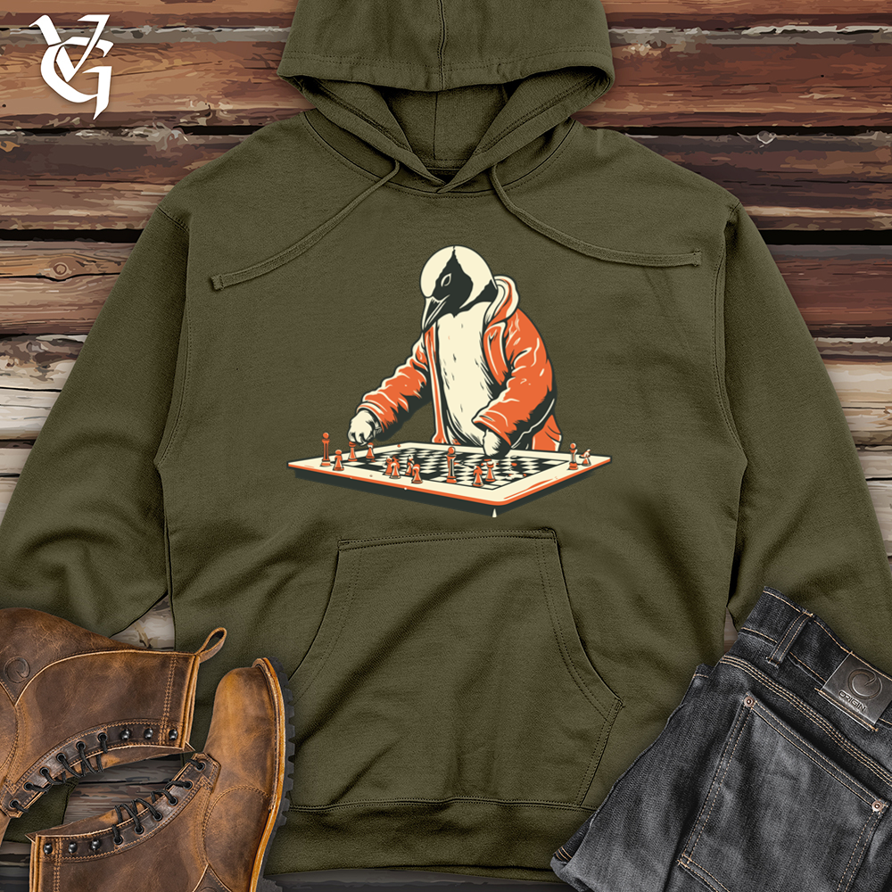 Vintage Game Night Penguin Midweight Hooded Sweatshirt