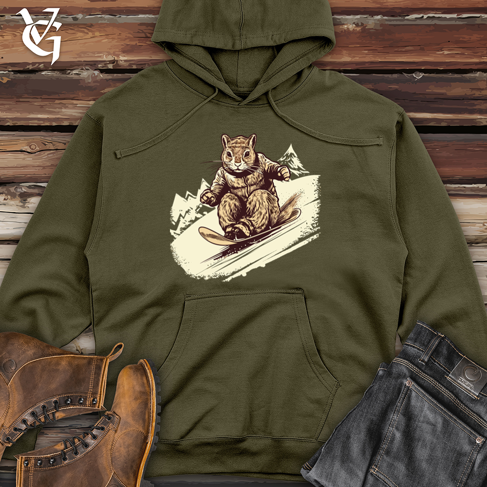 Vintage Sledding Squirrel Midweight Hooded Sweatshirt