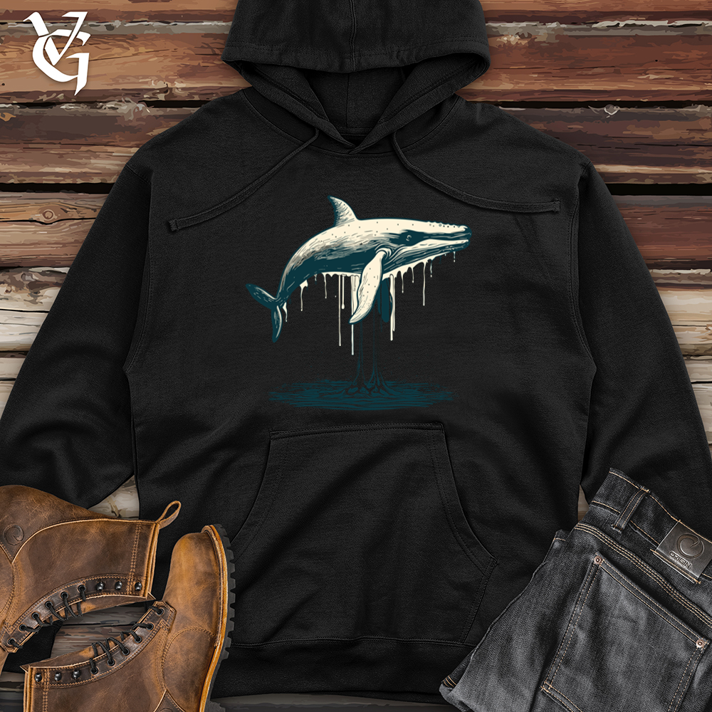 Vintage Arctic Whale Midweight Hooded Sweatshirt