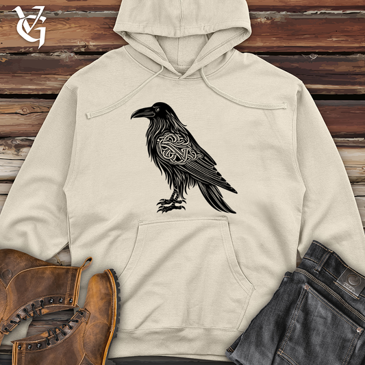 Celtic Raven Silhouette Midweight Hooded Sweatshirt
