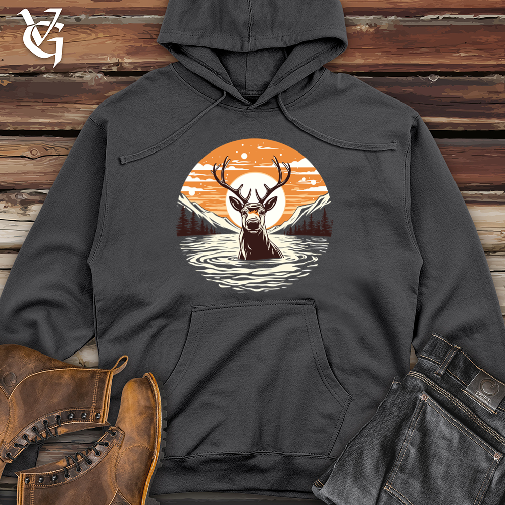 Vintage Arctic Reindeer Midweight Hooded Sweatshirt