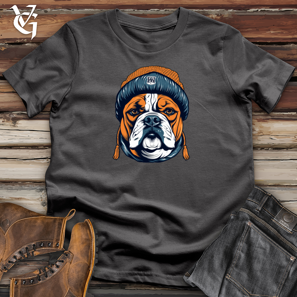 Vintage Beanie Wearing Bulldog Softstyle Tee