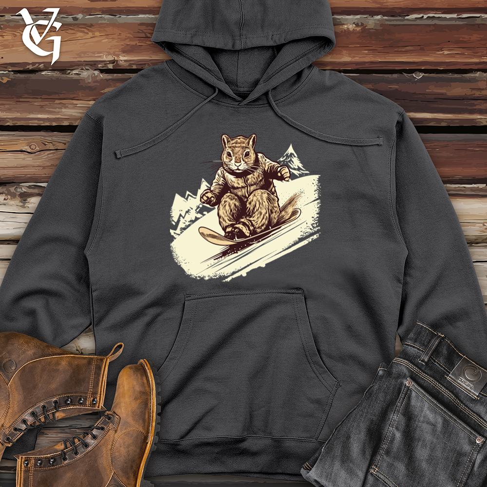 Vintage Sledding Squirrel Midweight Hooded Sweatshirt