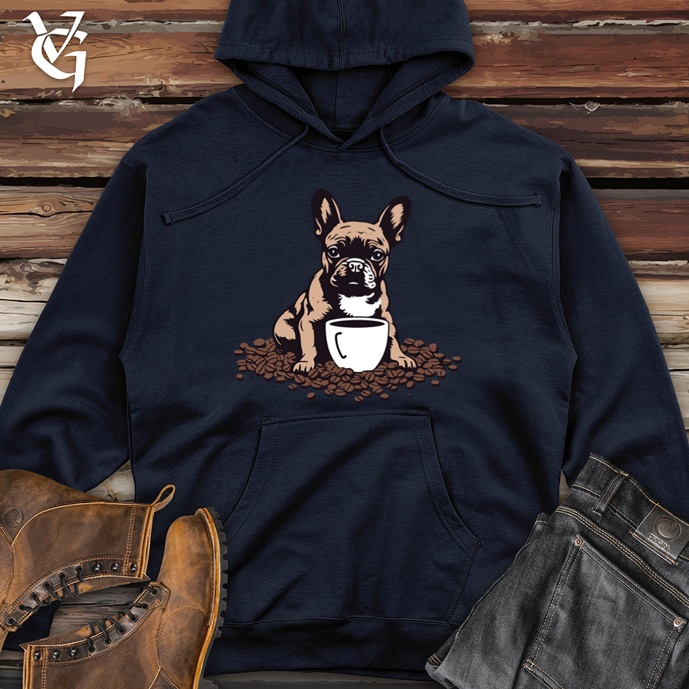 Vintage Coffee Bean Frenchie Midweight Hooded Sweatshirt