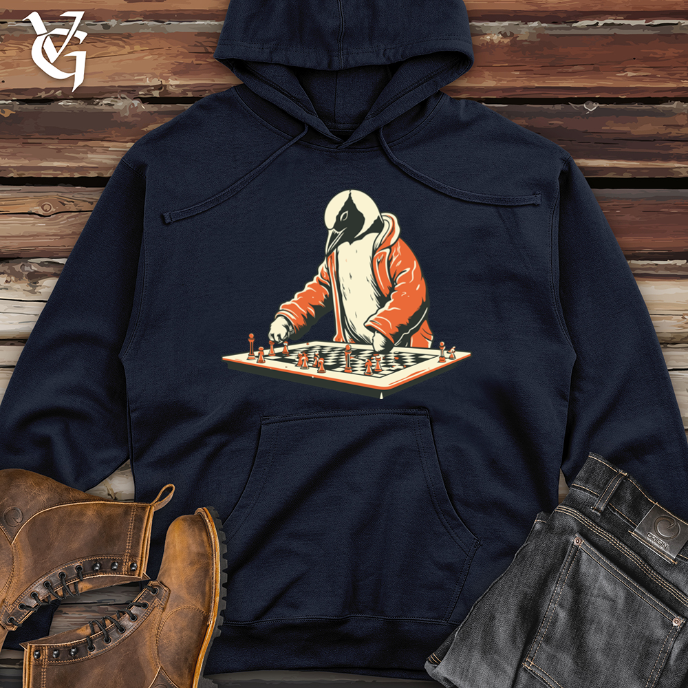Vintage Game Night Penguin Midweight Hooded Sweatshirt