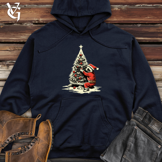 Vintage Tree Trimming Raccoon Midweight Hooded Sweatshirt
