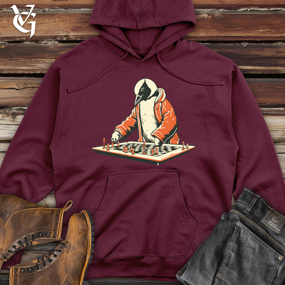 Vintage Game Night Penguin Midweight Hooded Sweatshirt