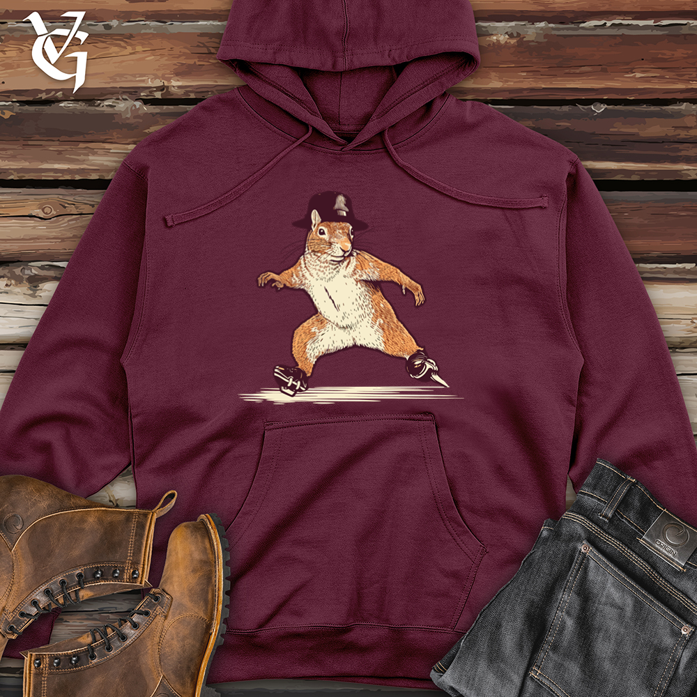 Vintage Skating Squirrel Midweight Hooded Sweatshirt