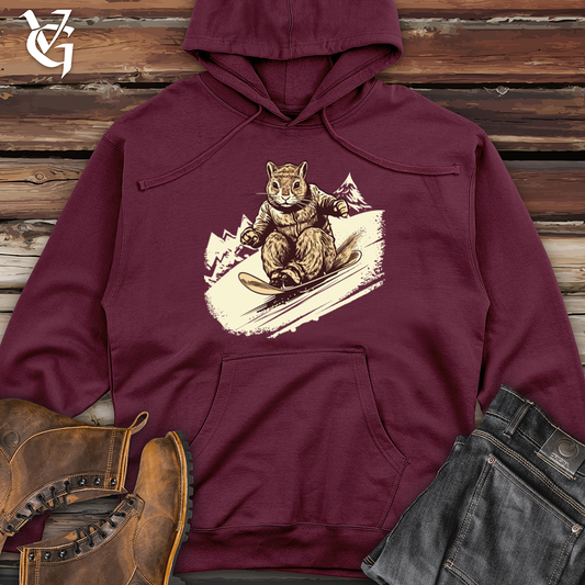 Vintage Sledding Squirrel Midweight Hooded Sweatshirt