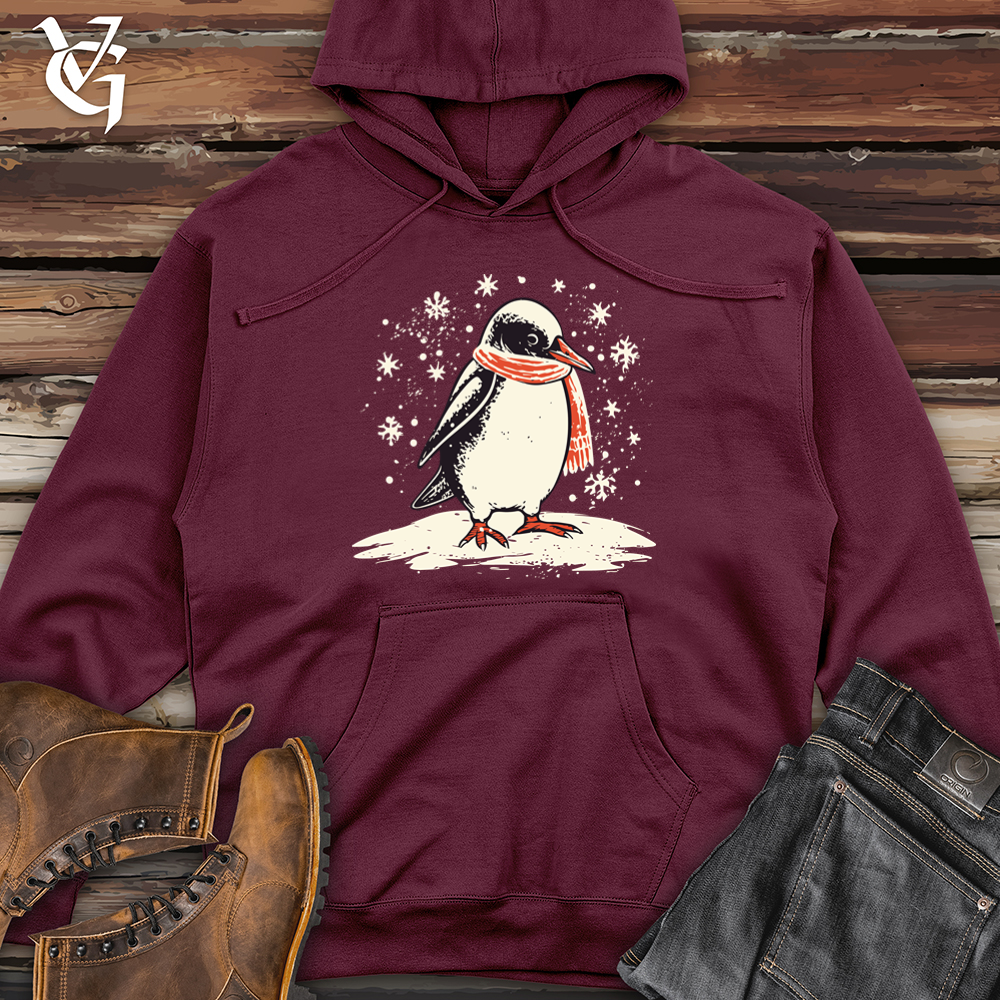 Vintage Snowy Penguin Midweight Hooded Sweatshirt