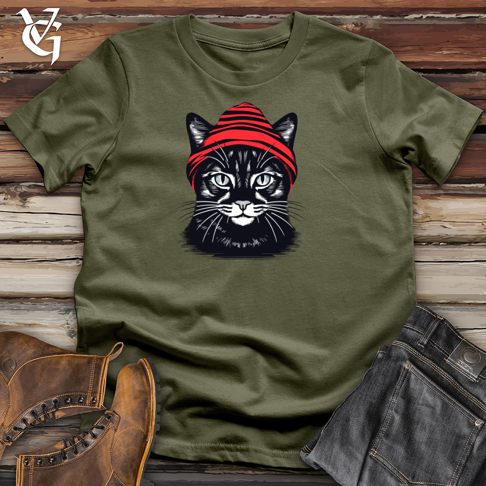 Vintage Beanie Black Cat Cotton Tee