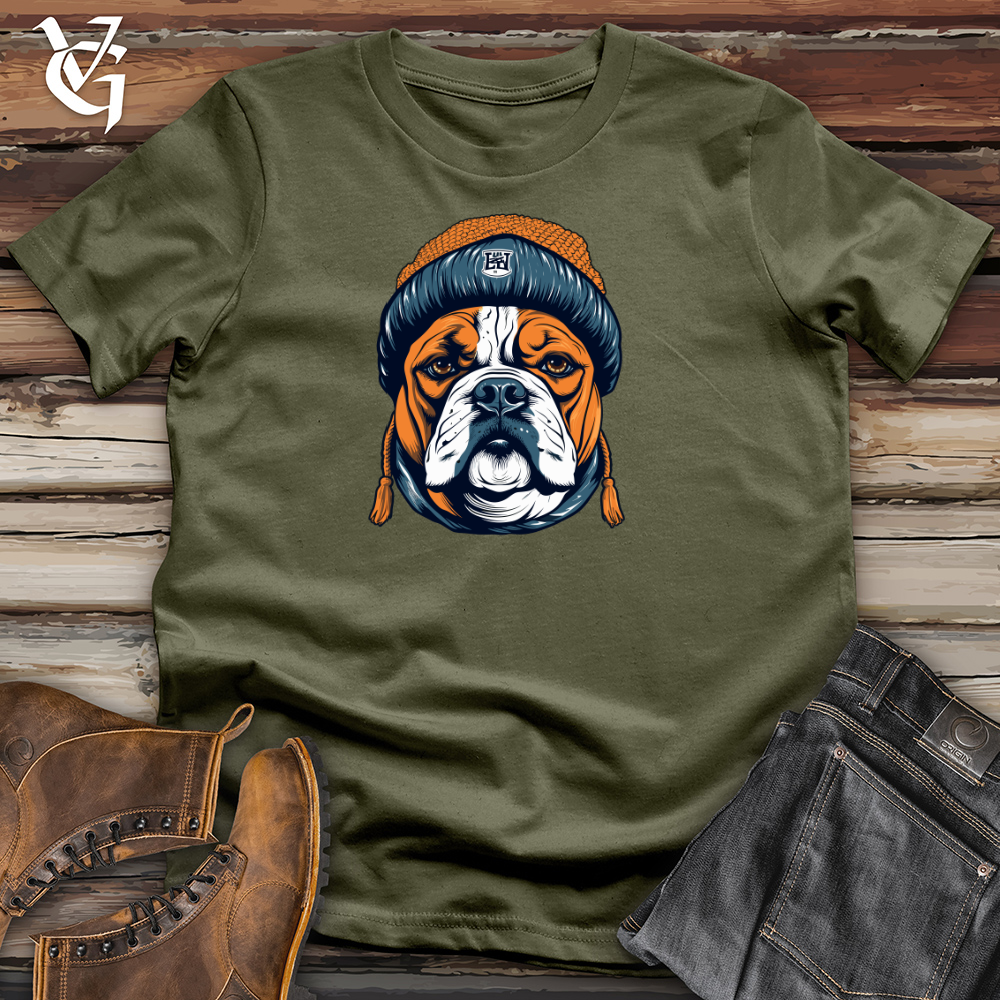 Vintage Beanie Wearing Bulldog Cotton Tee