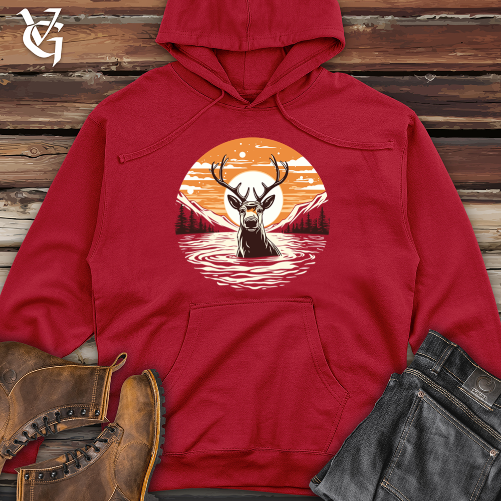 Vintage Arctic Reindeer Midweight Hooded Sweatshirt