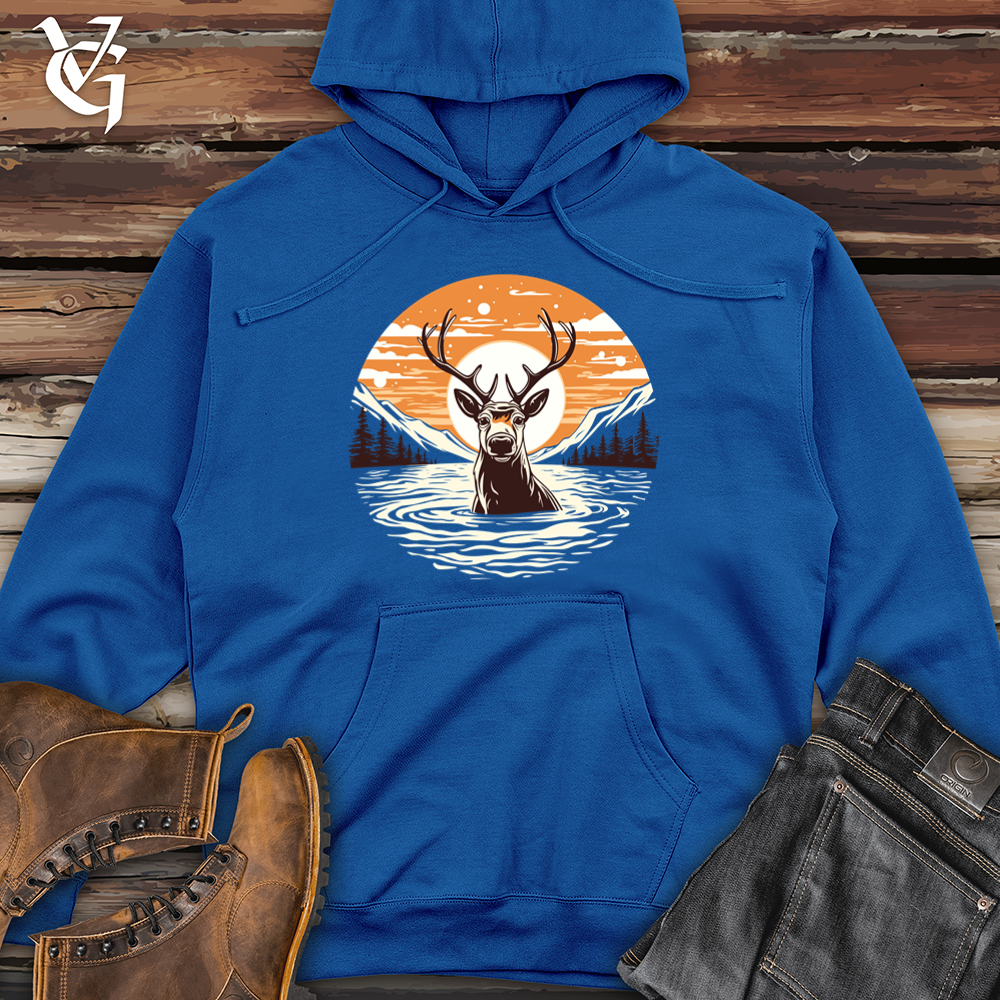 Vintage Arctic Reindeer Midweight Hooded Sweatshirt