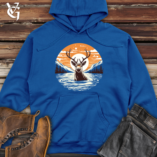 Vintage Arctic Reindeer Midweight Hooded Sweatshirt