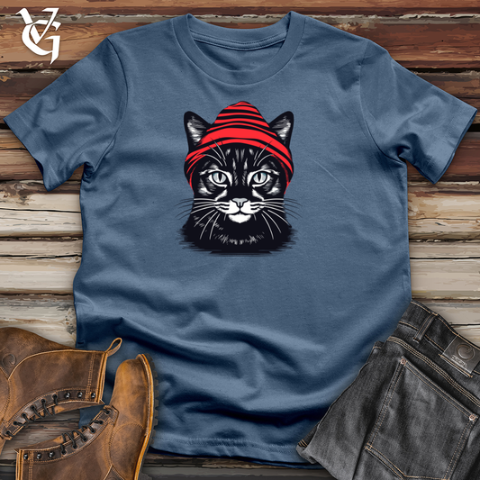 Vintage Beanie Black Cat Cotton Tee