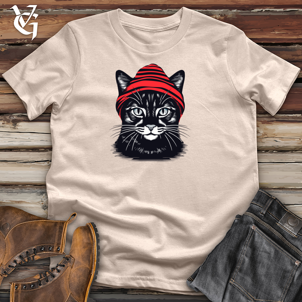 Vintage Beanie Black Cat Cotton Tee