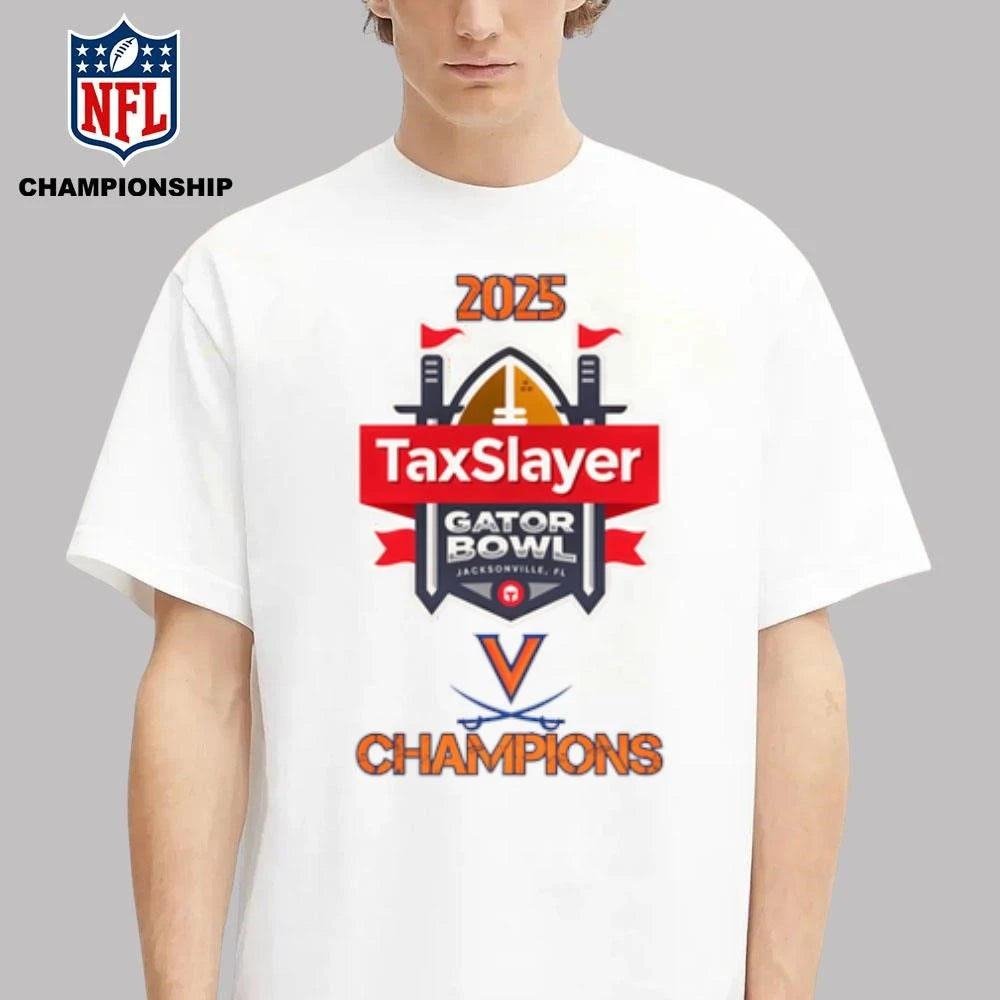 Virginia Cavaliers 2025 Taxslayer Gator Bowl Champions Logo Shirt