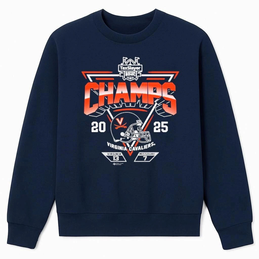 Virginia Cavaliers Football 2025 Taxslayer Gator Bowl Champions Shirt