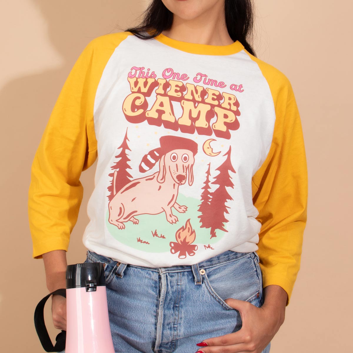 wiener camp unisex baseball tee