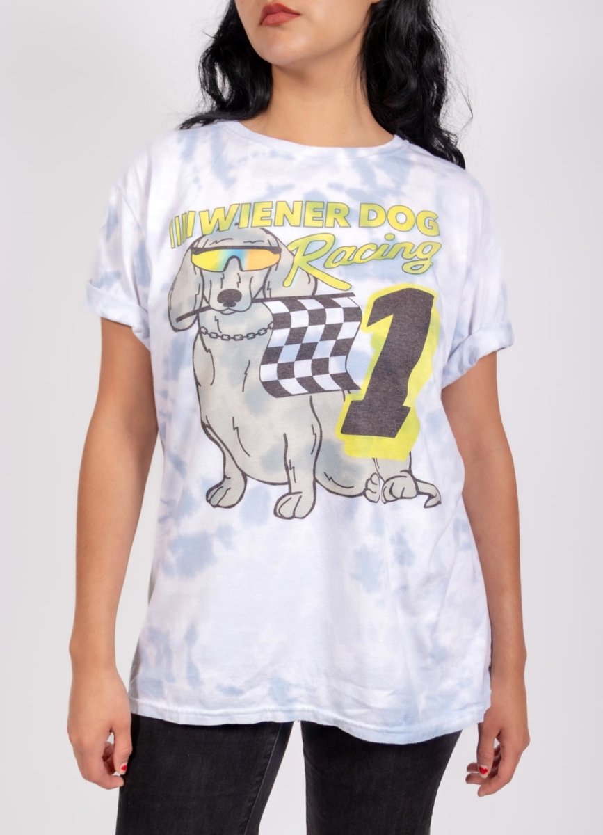 wiener dog racing unisex tee | tie-dye