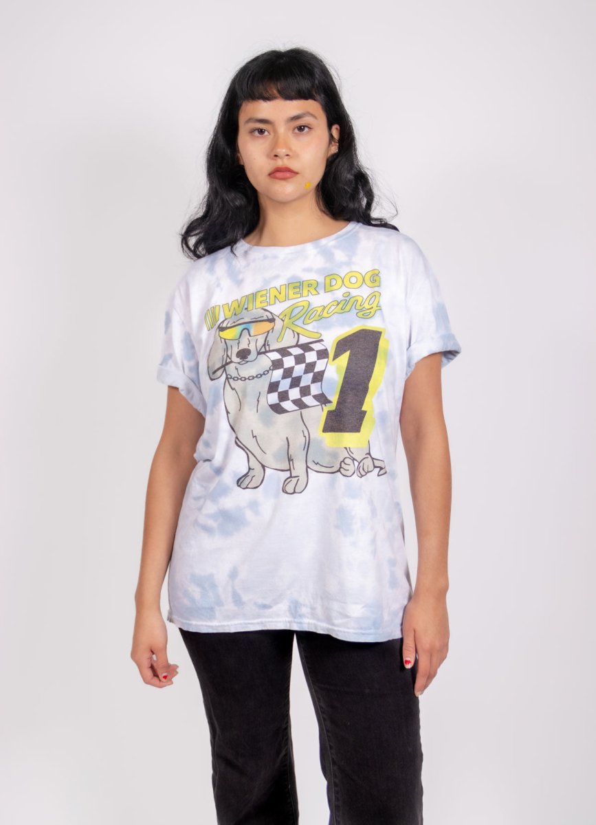 wiener dog racing unisex tee | tie-dye