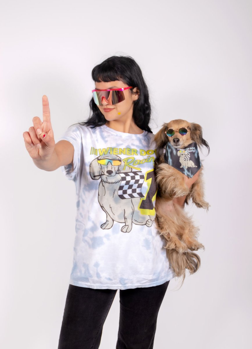 wiener dog racing unisex tee | tie-dye