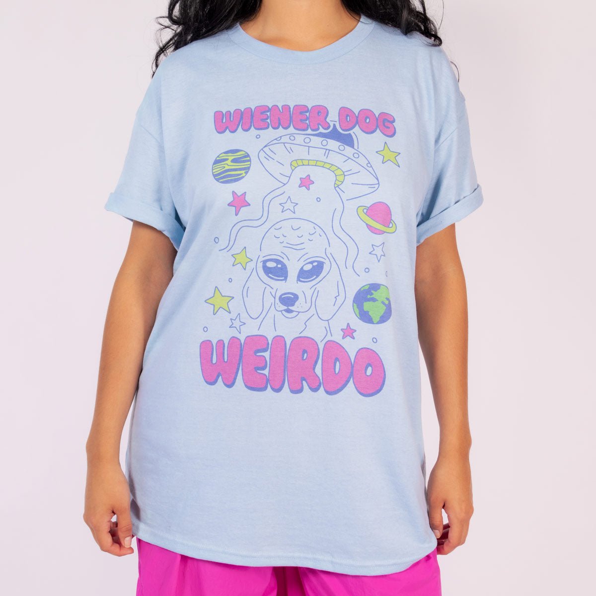 wiener dog weirdo unisex tee | martian mist