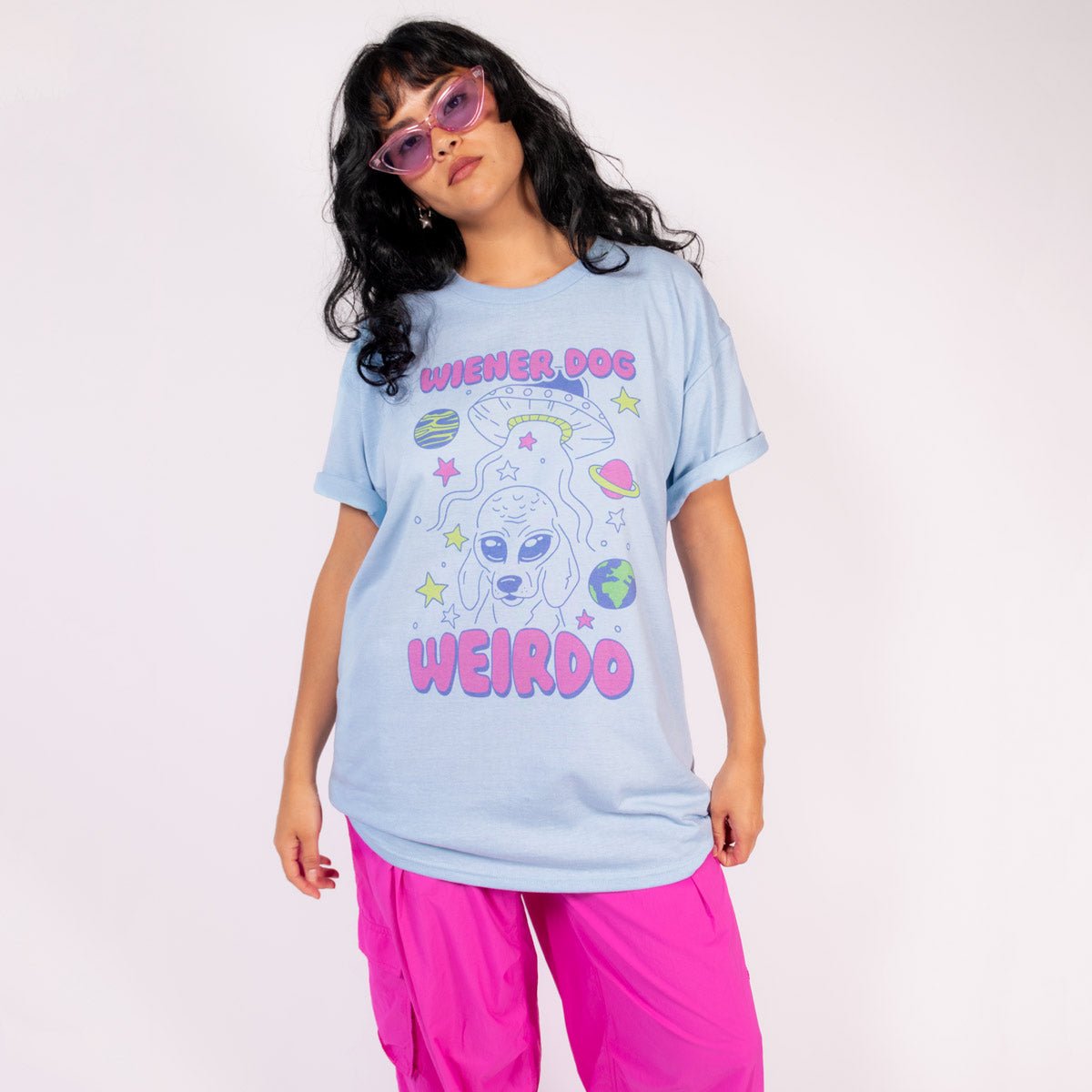 wiener dog weirdo unisex tee | martian mist