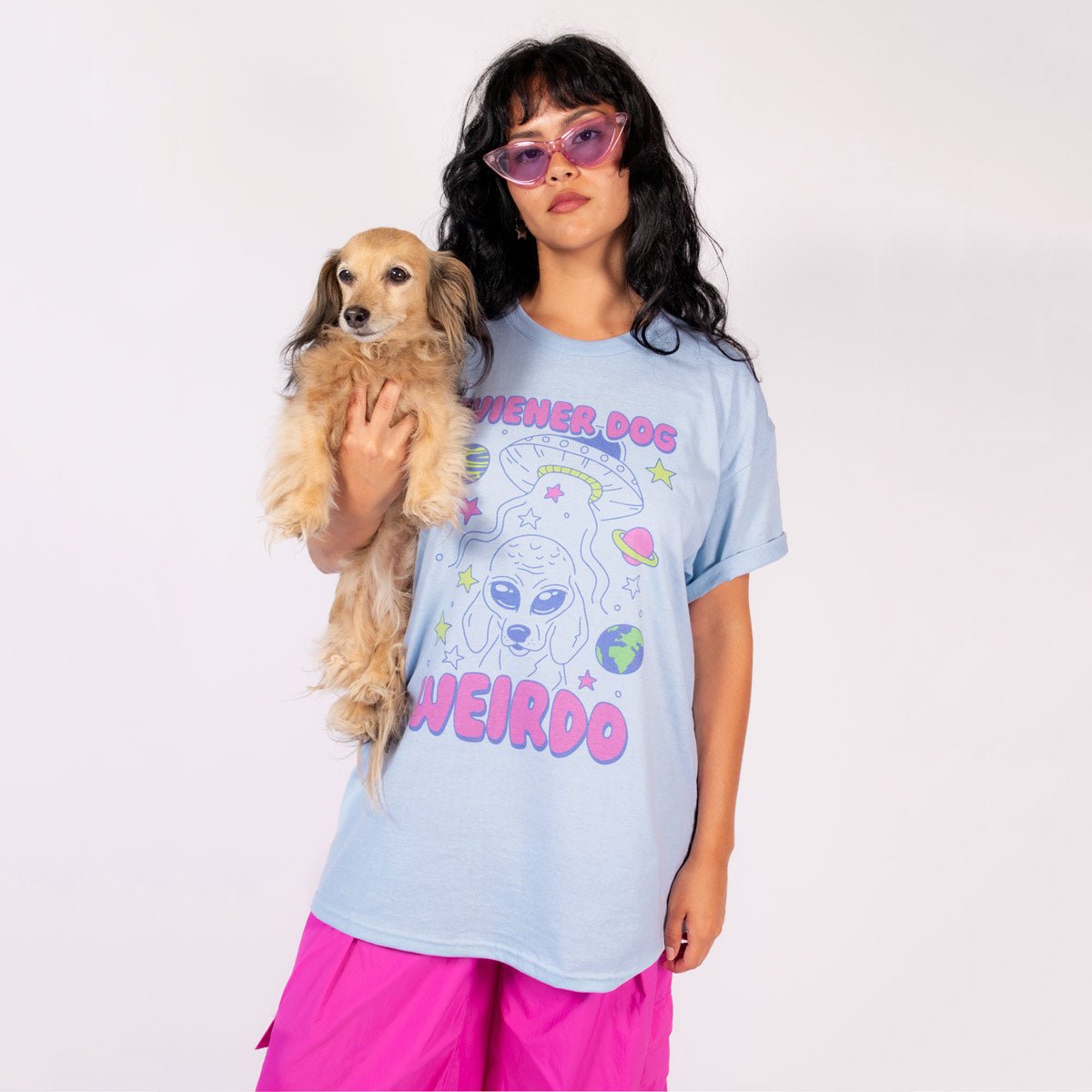wiener dog weirdo unisex tee | martian mist