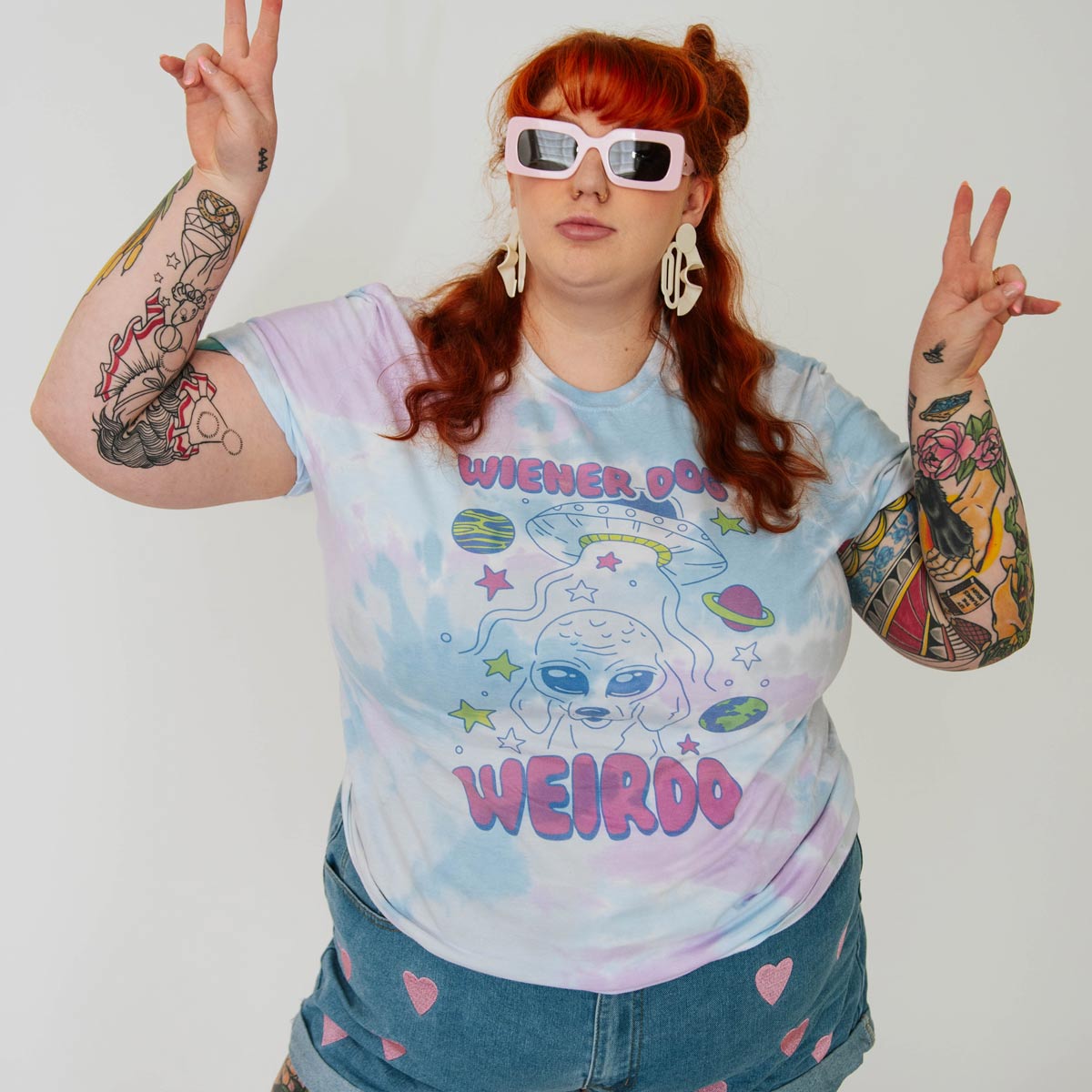 wiener dog weirdo unisex tie-dye tee