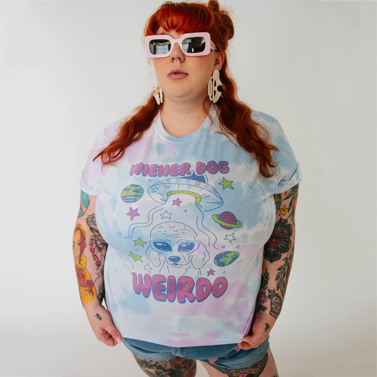 wiener dog weirdo unisex tie-dye tee