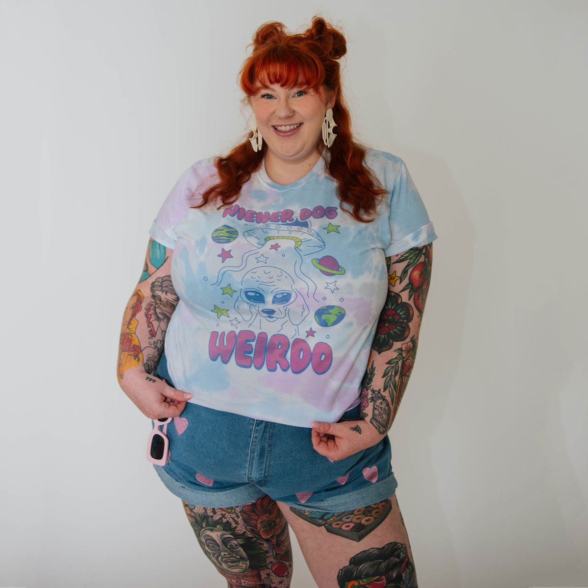 wiener dog weirdo unisex tie-dye tee