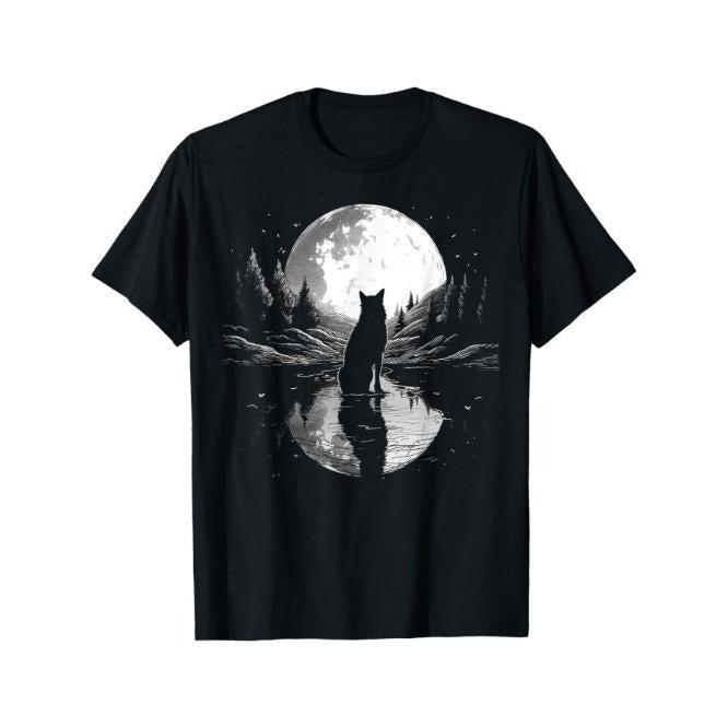 wolf looking moon on River for lover wolves wildlife animal T-Shirt Made in USA Hoodie, Sweatshirt | UrbanDripWear.com