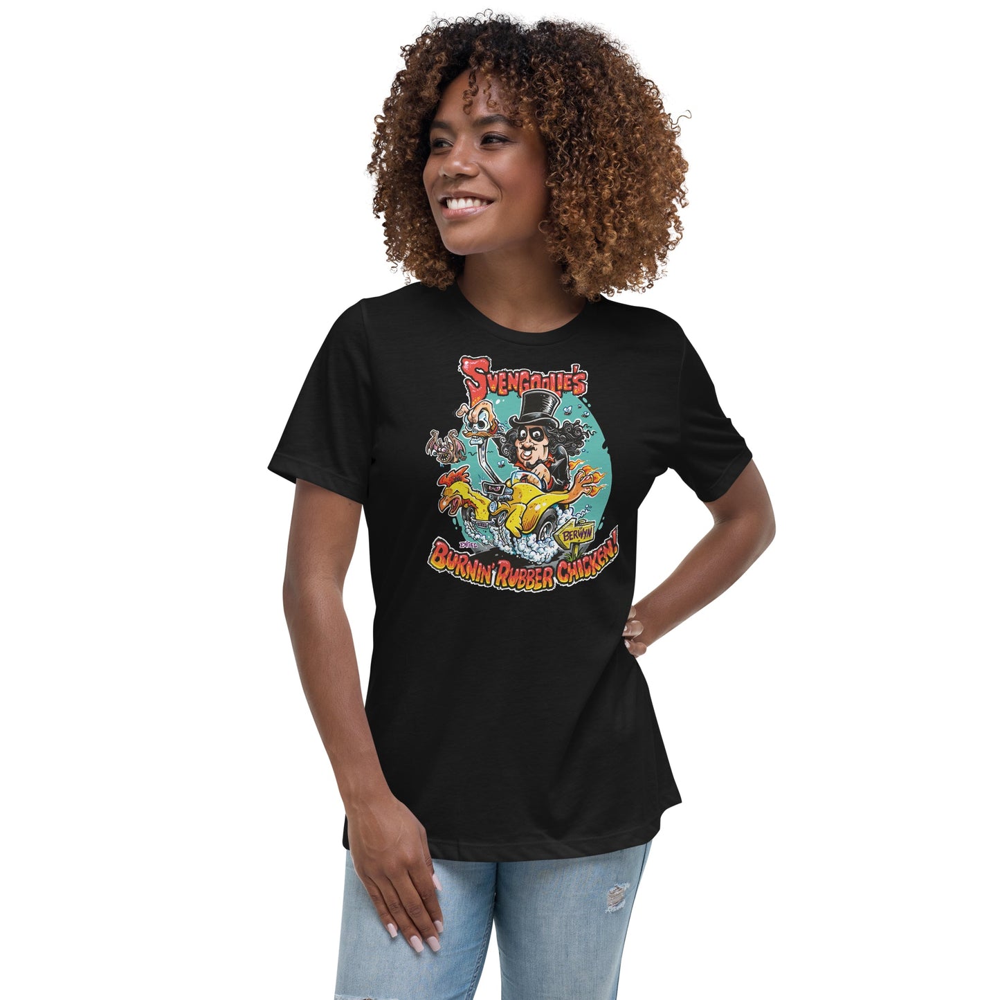 "Burnin' Rubber Chicken" SvengoolieÂ® T-Shirt by Jim Engel (2022 Series)