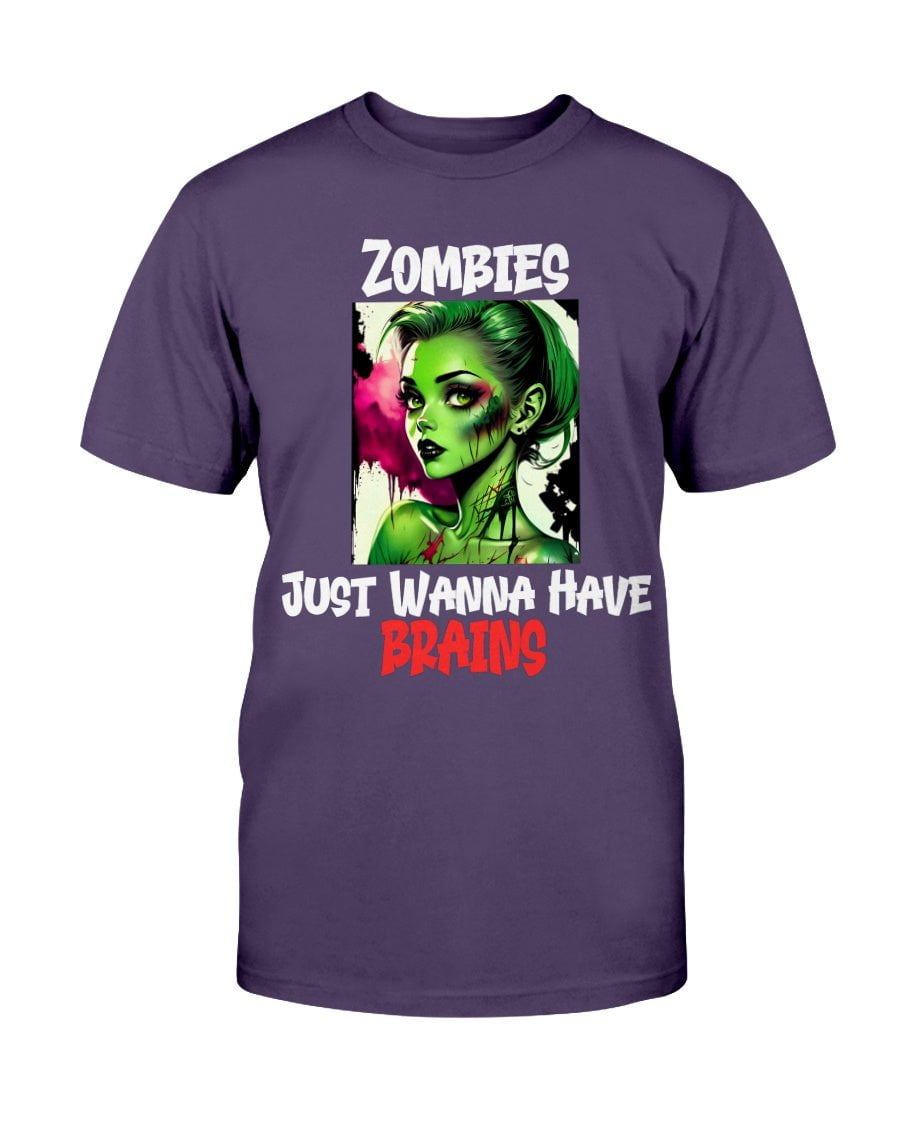 Zombies Just Wanna Have Brains Unisex Slim Fit T-Shirt